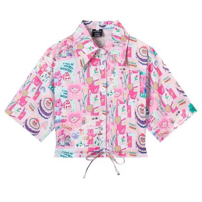 Animal Print Short Sleeve Button-Up Shirt - Multicolor M - L - image 14