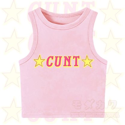 MODAKAWA CUNT Star Print Casual Cropped Tank Top - Light Pink - XL - image 7
