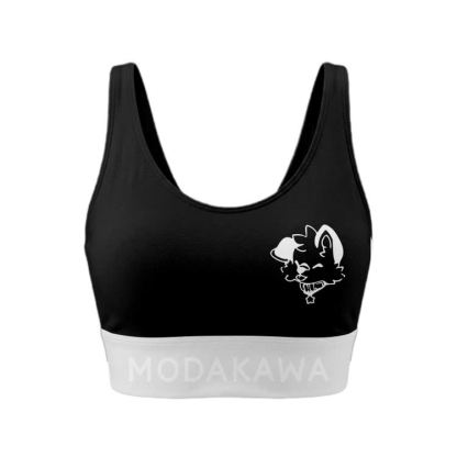 MODAKAWA X popipeko Puppy Graphic Sports Bra Top Leggings Matching Outfit - Black Top - 5XL - image 6