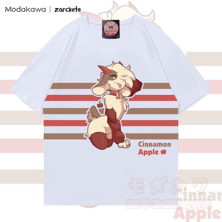 MODAKAWA X zarckets CINNAMON APPLE Goat Graphic 100% Cotton T-shirt - White - 5XL - image 3