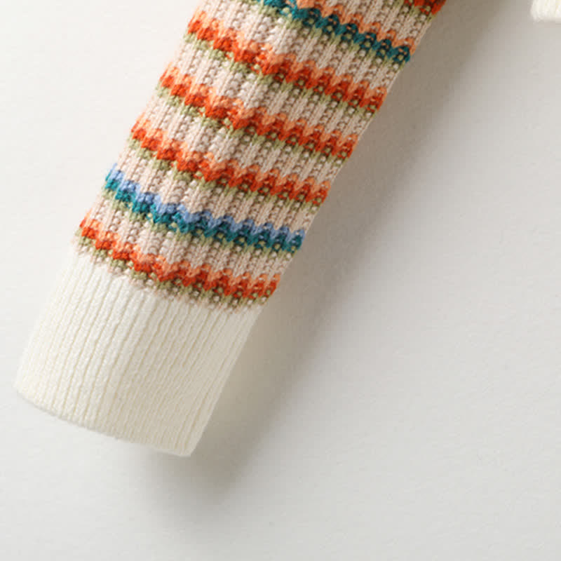 Colorblock Stripe Rainbow Cardigan Sweater Casual Pants Matching Outfit - image 10