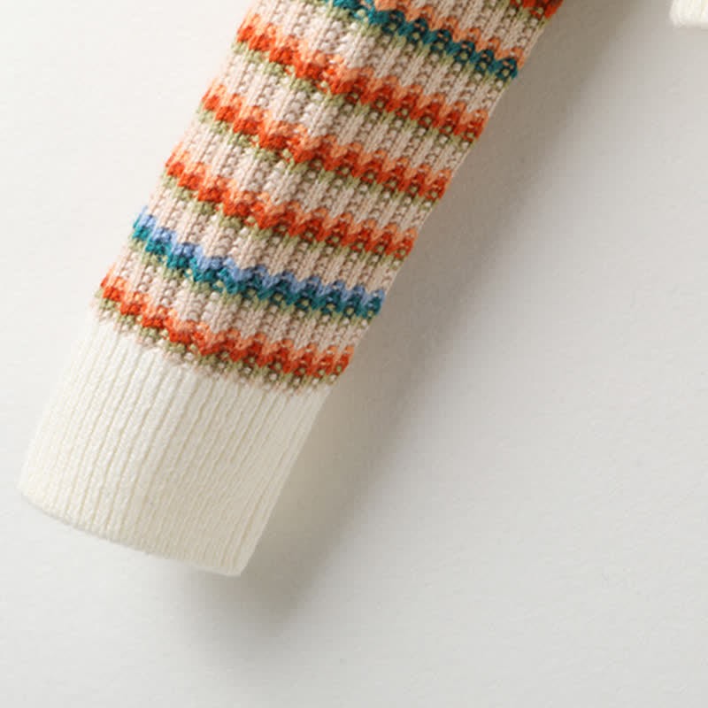 Colorblock Stripe Rainbow Cardigan Sweater Casual Pants Matching Outfit - image 10