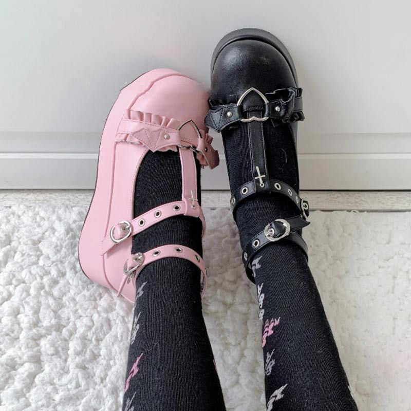 Vintage Platform Strap Buckle Lolita Mary Janes - image 1