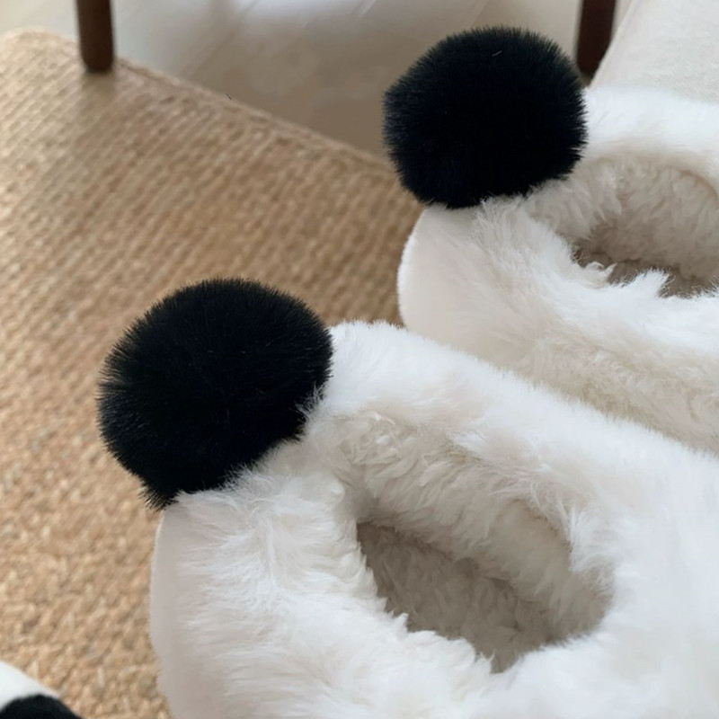 Lovely Cartoon Panda Fuzzy Ball Plush Slippers - image 12