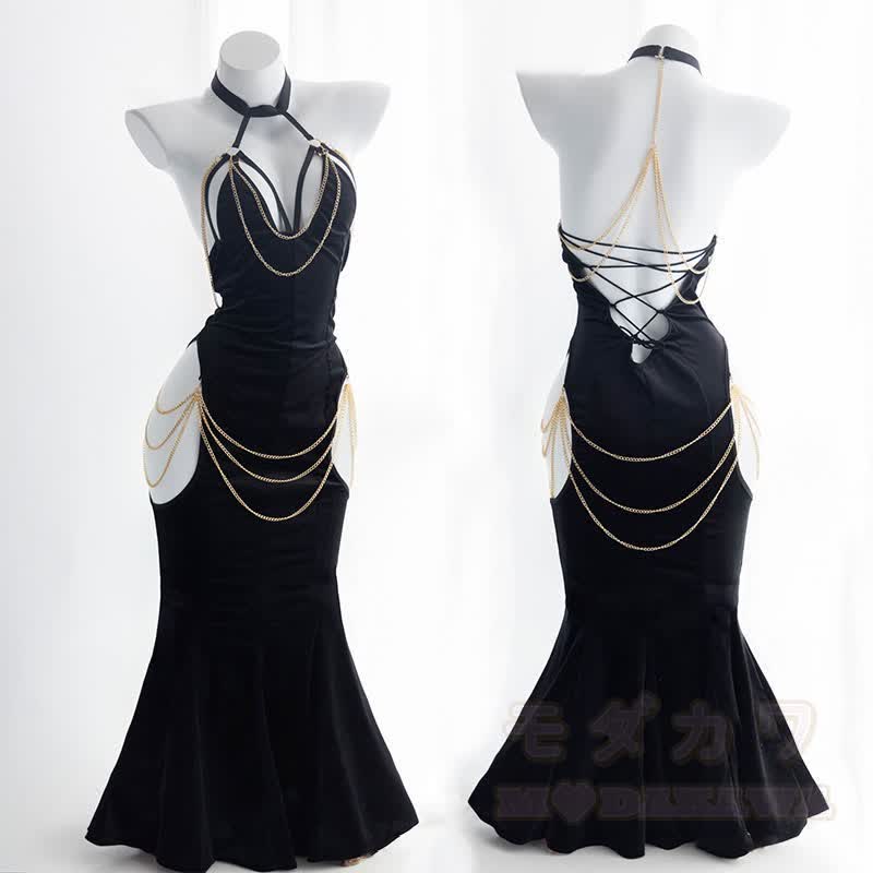 Sexy Halter Hollow Out Backless Chain Fishtail Dress⁠ - image 5