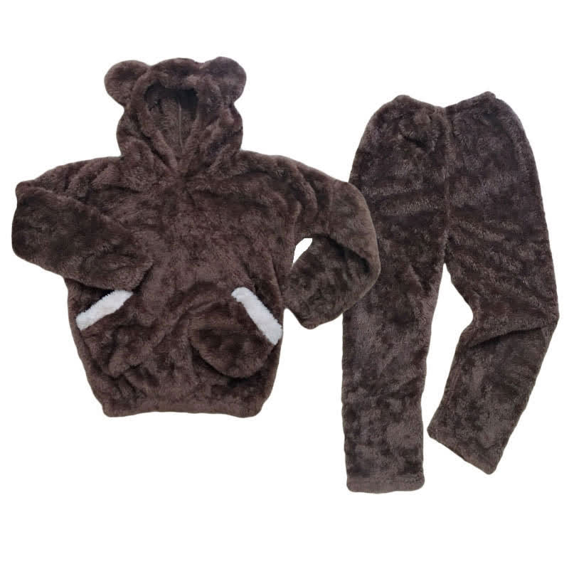 Women Bear Plush Hooded Pajama Set - image 2