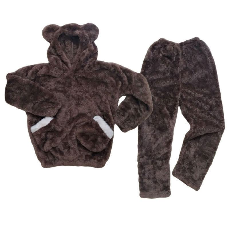 Women Bear Plush Hooded Pajama Set - image 2