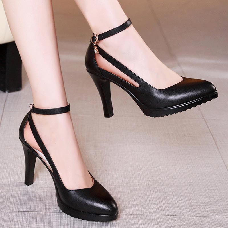 Pure Color High Heels Mary Janes Shoes - Black - 11 cm - 43 - image 5