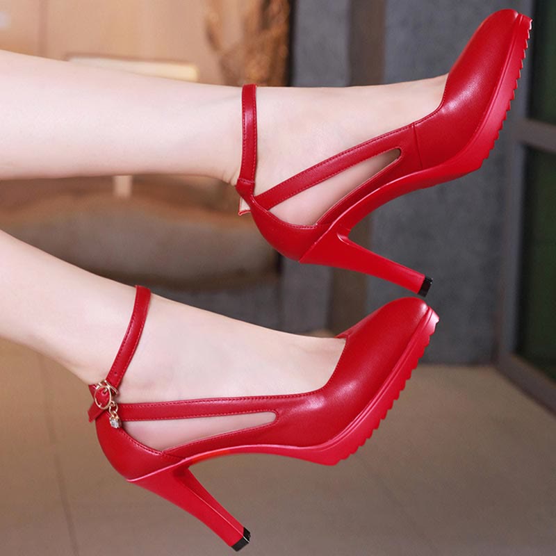 Pure Color High Heels Mary Janes Shoes - image 8
