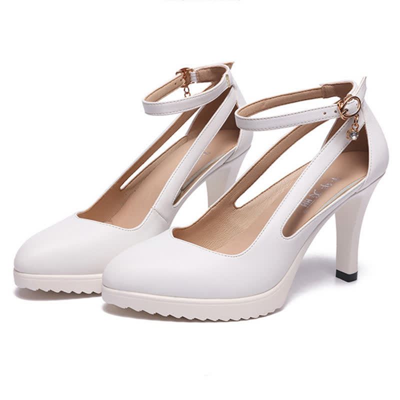 Pure Color High Heels Mary Janes Shoes - image 2
