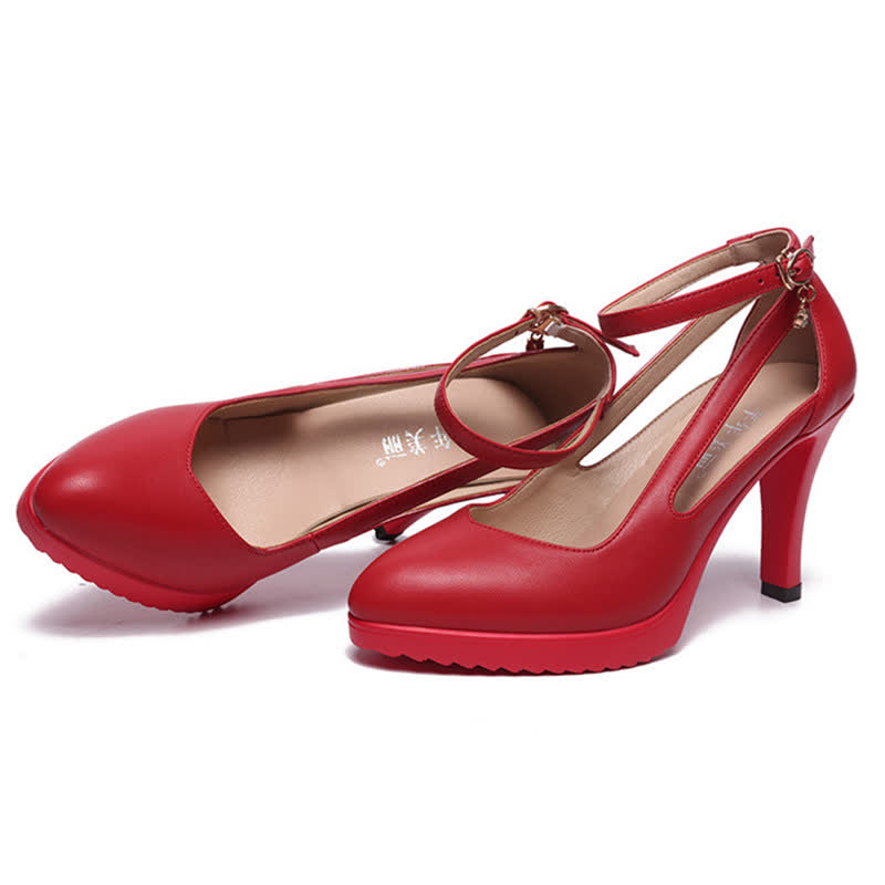 Pure Color High Heels Mary Janes Shoes - image 6