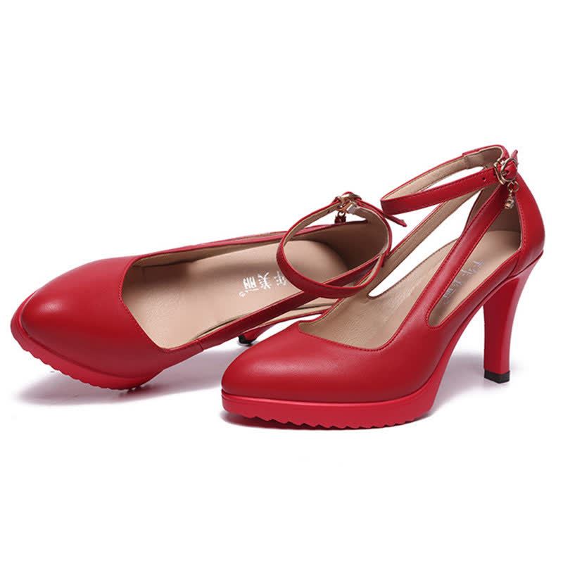 Pure Color High Heels Mary Janes Shoes - image 6