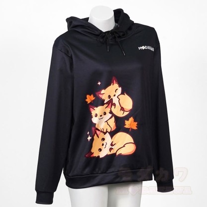 Modakawa Gradient Fox Letter Print Loose Hoodie - image 7