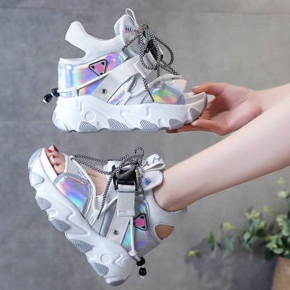 Lace-up Open Toe Platform Sandals - image 2