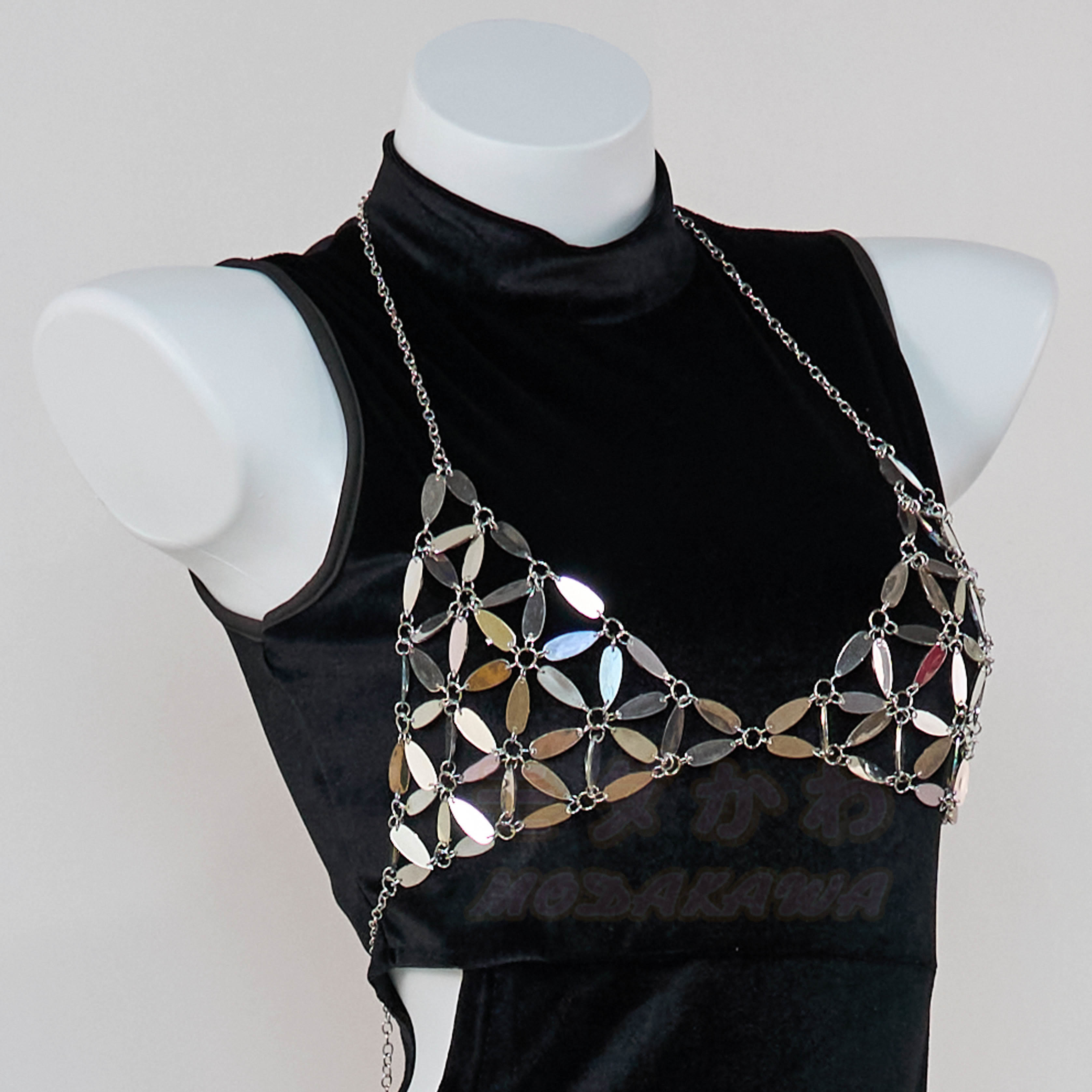 Velvet Lace Up Hollow Out Side Split Dress - Breast Chain A - One Size - image 7