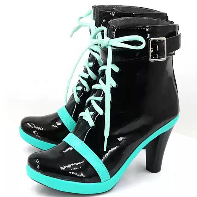 Lace-Up Belt Buckle High Heel Boots - image 1