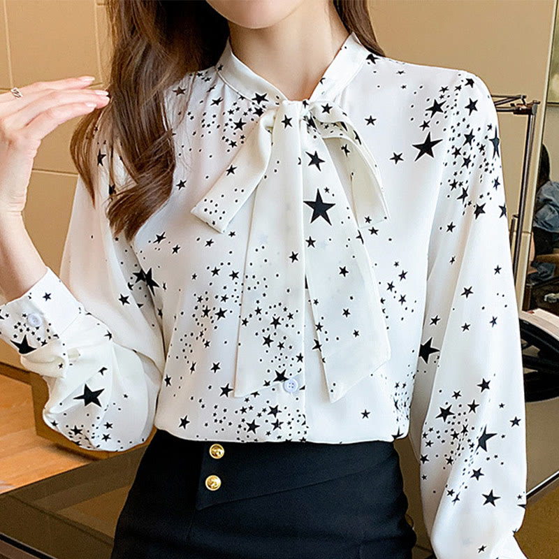 Star Long Sleeve Casual Shirt - White - 3XL - image 2