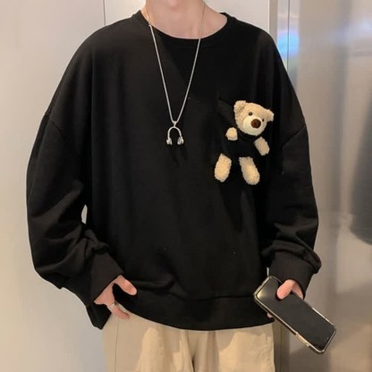 Girlfriend Boyfriend Bear Pocket Sweatshirt - Black - 2XL - image 4