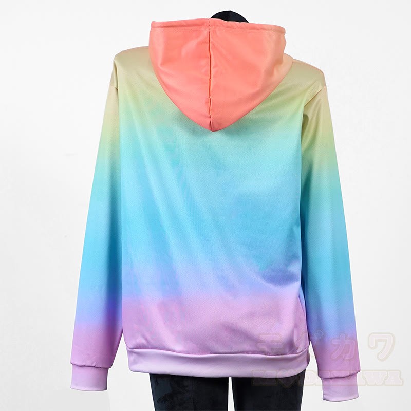 Modakawa Gradient Starfish Letter Print Loose Hoodie - image 3