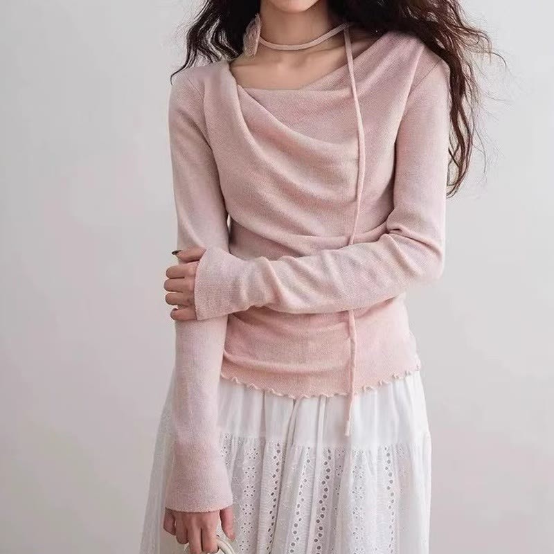 Irregular Ruffle Trim Flower Strap Top - image 8