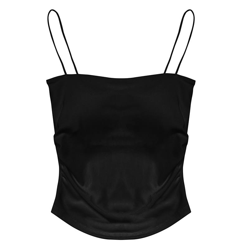 Pure Color Cami Top - Black - One Size - image 3