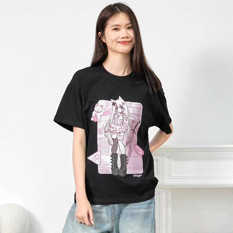 MODAKAWA X airii.exe Kitty Girl Letter Print 100% Cotton T-shirt - image 2