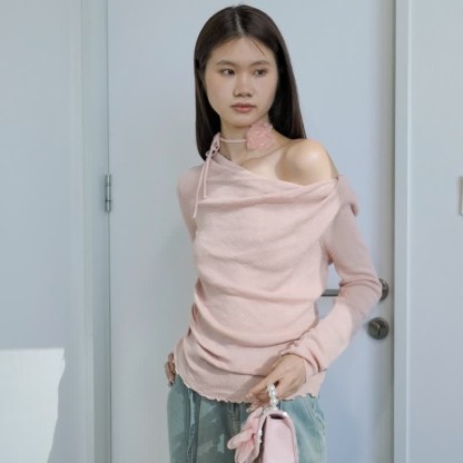 Irregular Ruffle Trim Flower Strap Top - image 1