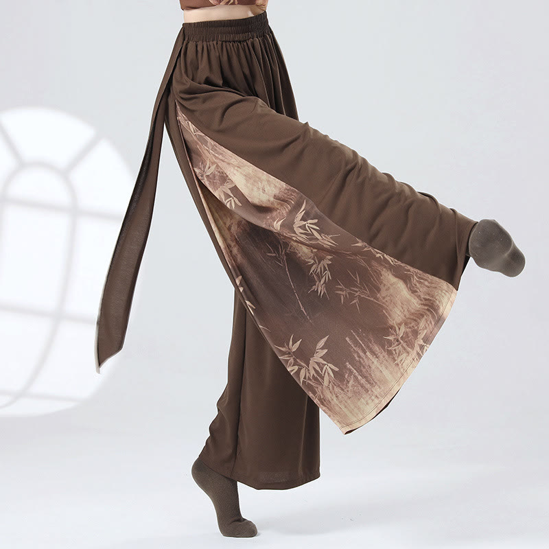 Bamboo Print Flowy Dance Pants - Brown - XL - image 2