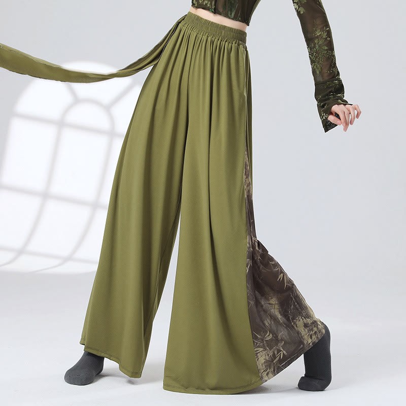 Bamboo Print Flowy Dance Pants - Green - XL - image 1