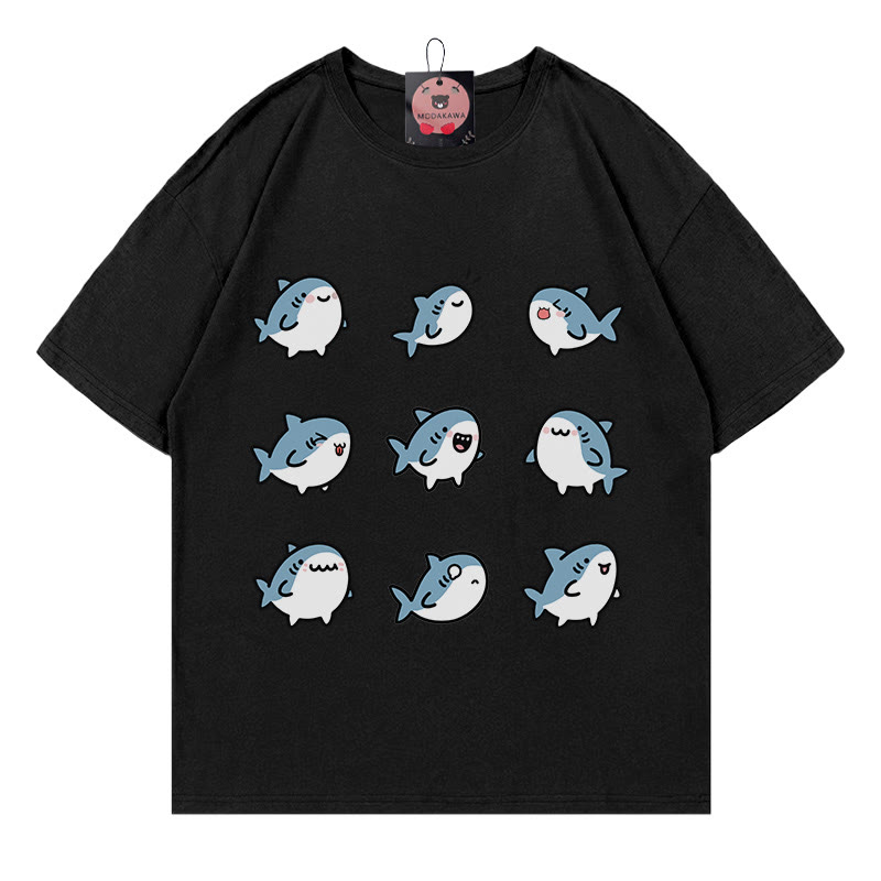 Shark Print Modakawa T-shirt - Black - 5XL - image 2