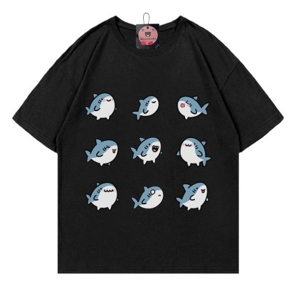 Shark Print Modakawa T-shirt - Black - 5XL - image 2