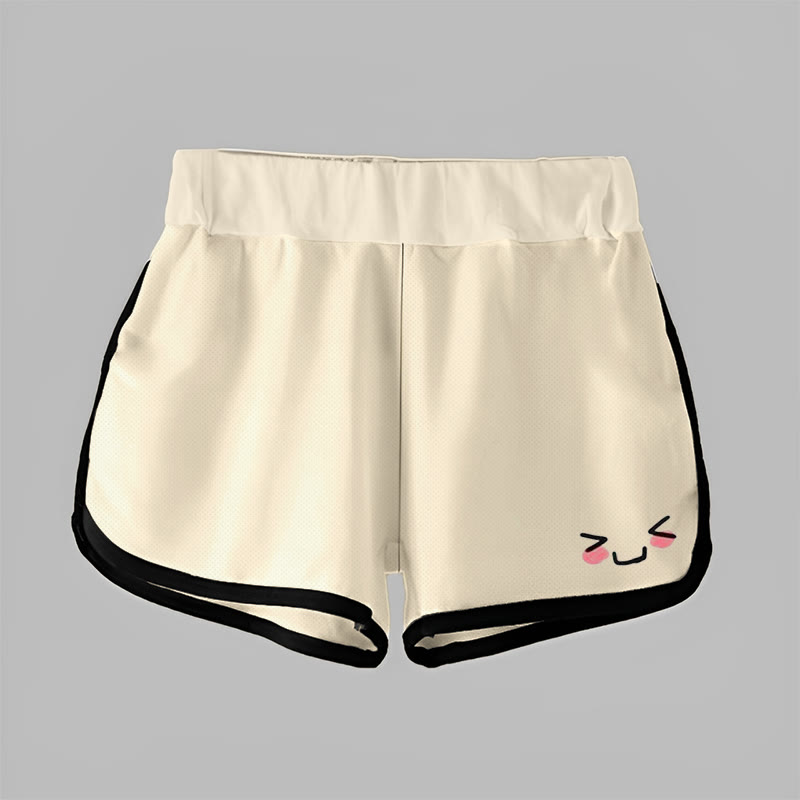 Modakawa Cartoon Expression Letter Print Casual Shorts - image 2