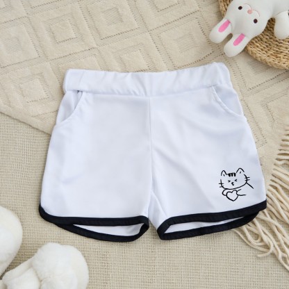 Kitty Letter Print Casual Shorts - White - 5XL - image 1