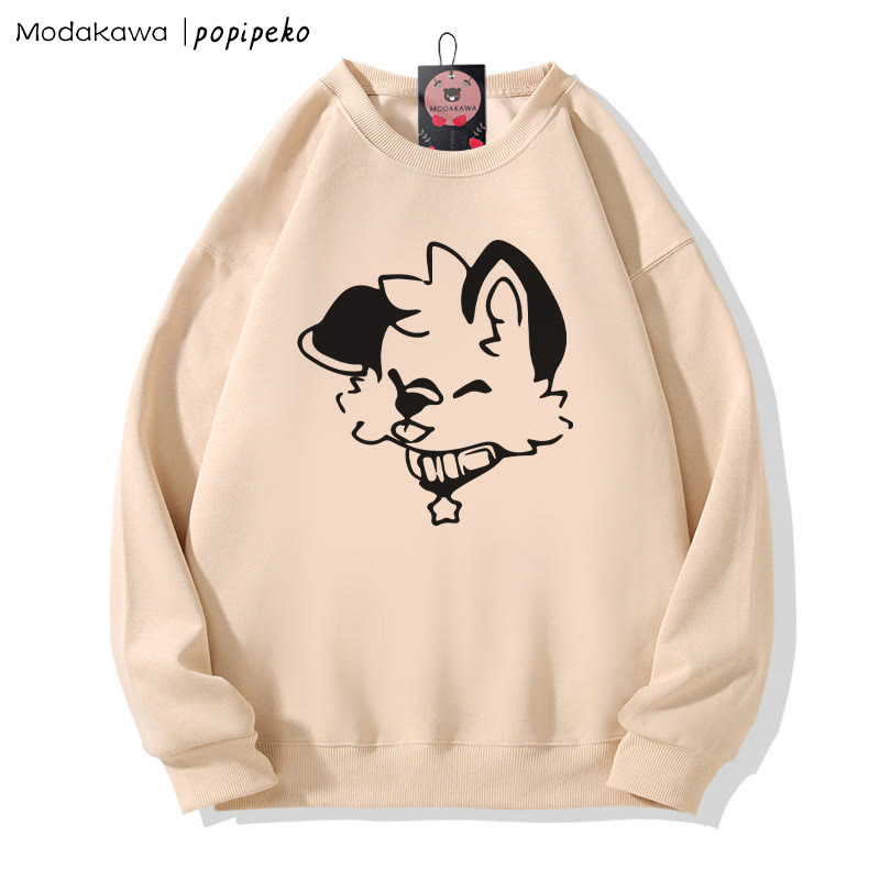MODAKAWA X popipeko Puppy Print Round Collar Sweatshirt - Apricot B - 5XL - image 3