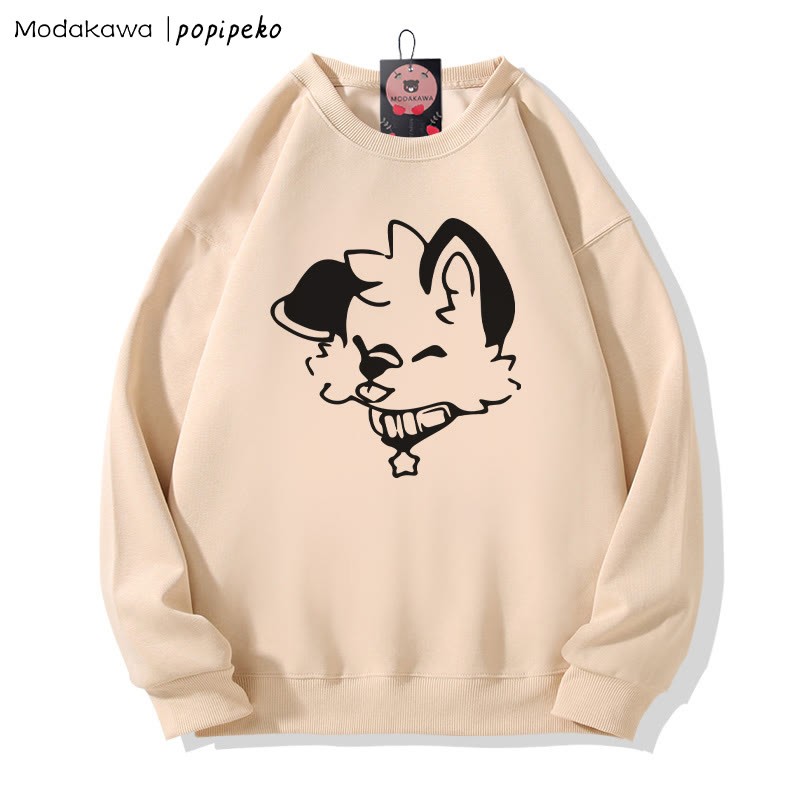 MODAKAWA X popipeko Puppy Print Round Collar Sweatshirt - Apricot B - 5XL - image 3