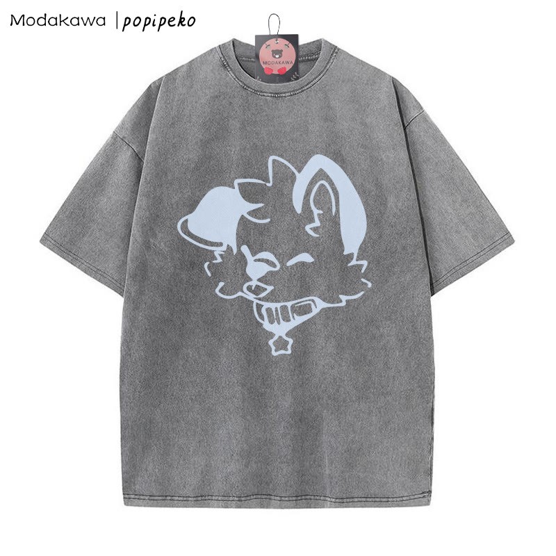 MODAKAWA X popipeko Puppy Print Washed T-Shirt - Grey - 5XL - image 3