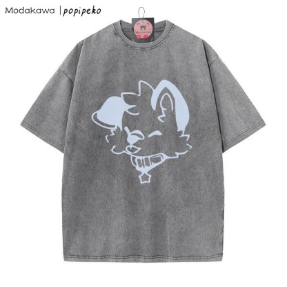MODAKAWA X popipeko Puppy Print Washed T-Shirt - Grey - 5XL - image 3