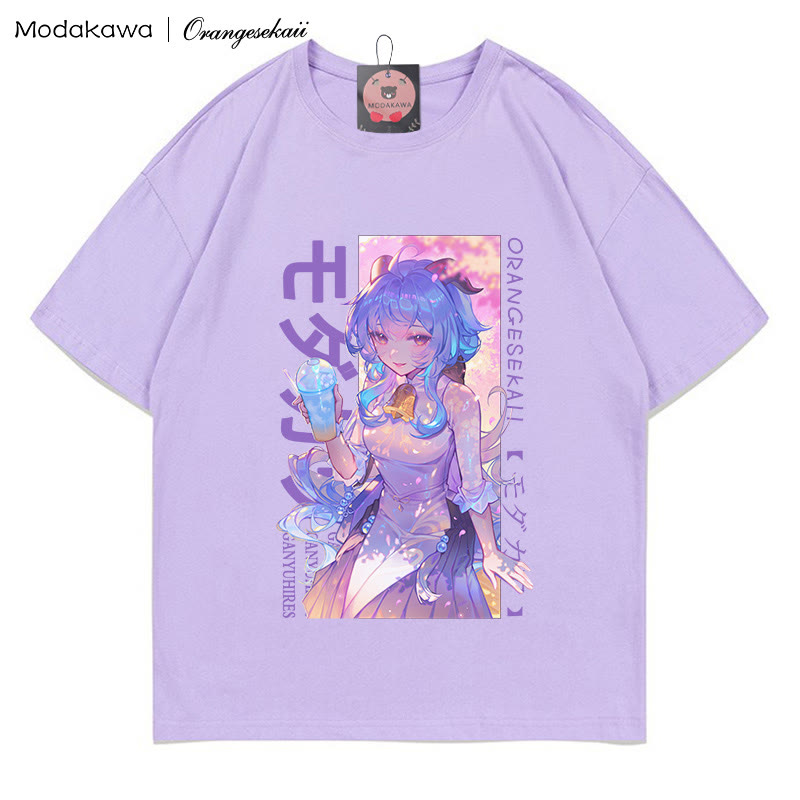 MODAKAWA X orangesekaii ganyuhires Print T-shirt - Purple - 5XL - image 1