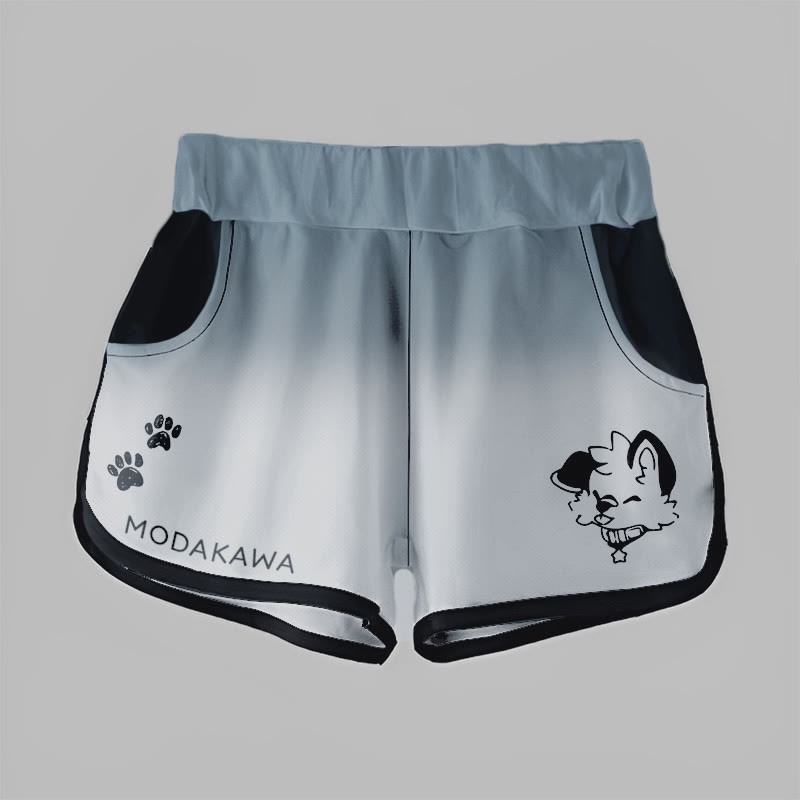 MODAKAWA X popipeko Gradient Puppy Print Casual Shorts - Grey - 5XL - image 5