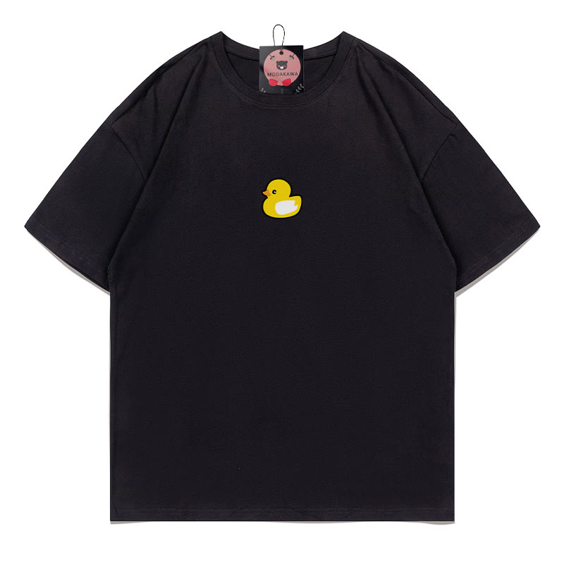Duck Print 100% Cotton Modakawa T-shirt - Black - 5XL - image 3