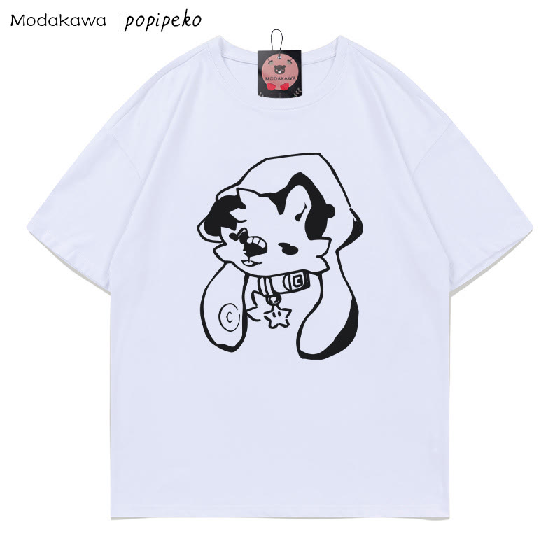 MODAKAWA X popipeko Puppy Print T-shirt - White - 5XL - image 2