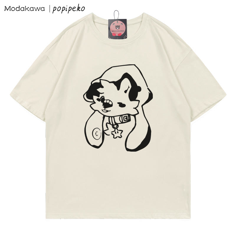 MODAKAWA X popipeko Puppy Print T-shirt - Beige - 5XL - image 1