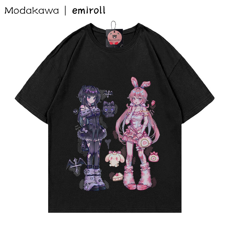 MODAKAWA X emiroll Ruru Rumi Print T-shirt - Black - 5XL - image 1