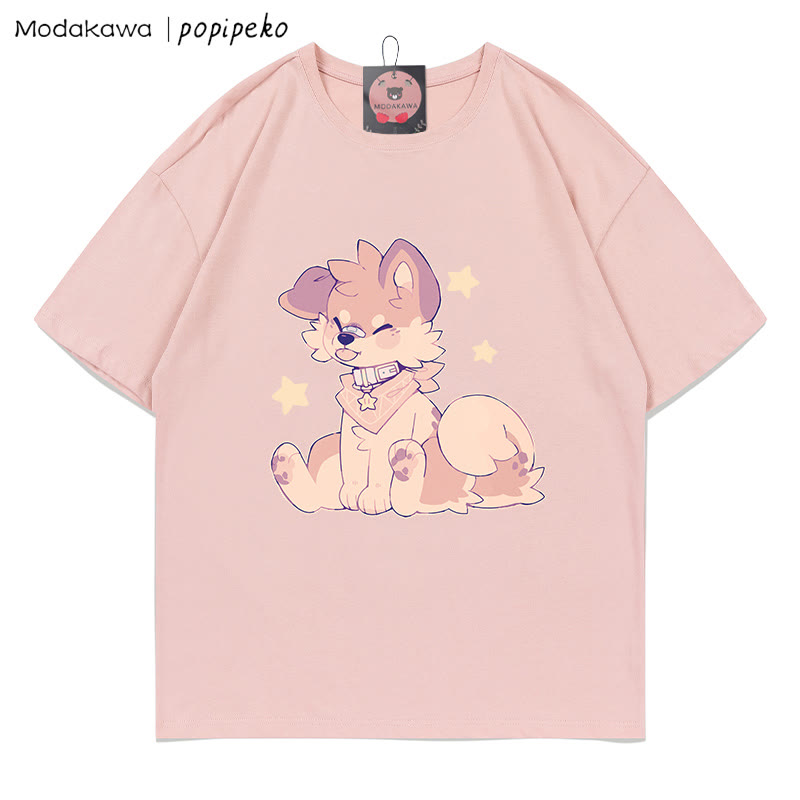 MODAKAWA X popipeko Puppy Print T-shirt - Pink - 5XL - image 9