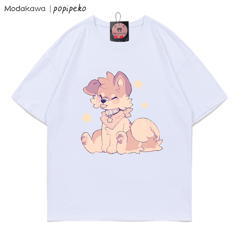 MODAKAWA X popipeko Puppy Print T-shirt - White - 5XL - image 4