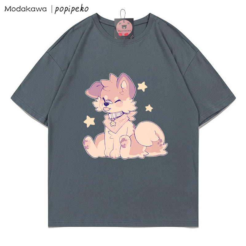 MODAKAWA X popipeko Puppy Print T-shirt - Grey - 5XL - image 3