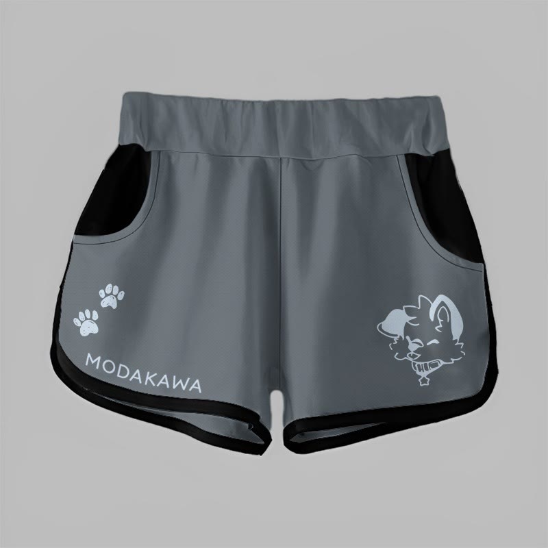 MODAKAWA X popipeko Gradient Puppy Print Casual Shorts - Dark Grey - 5XL - image 6