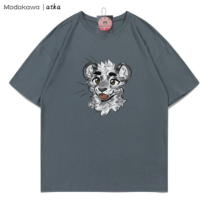 MODAKAWA X atka Cheeky Tiger Face Graphic T-shirt - Grey - 5XL - image 1