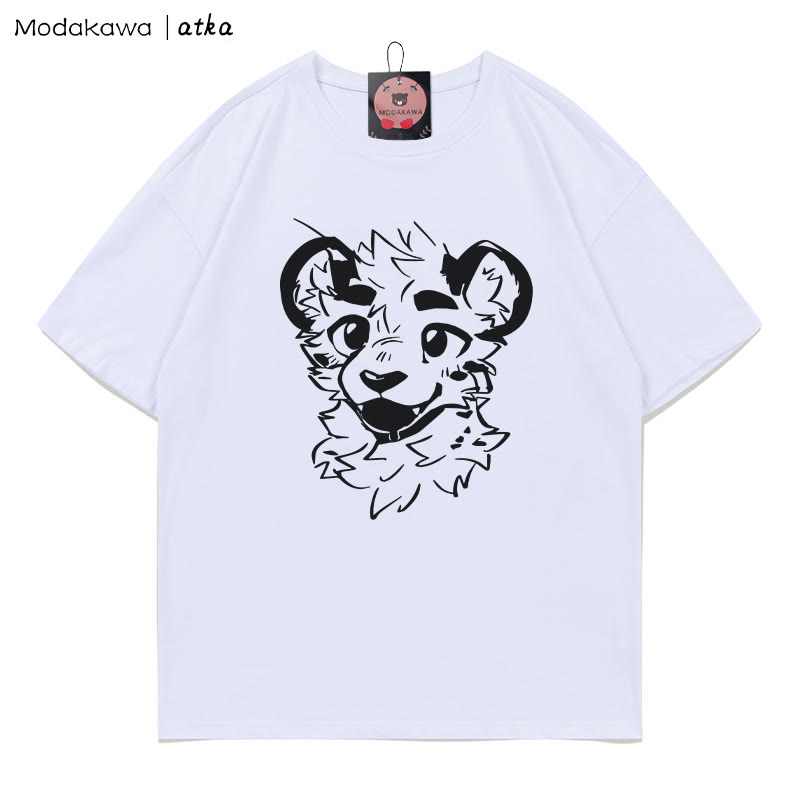 MODAKAWA X atka Cheeky Tiger Face Graphic T-shirt - White - 5XL - image 2