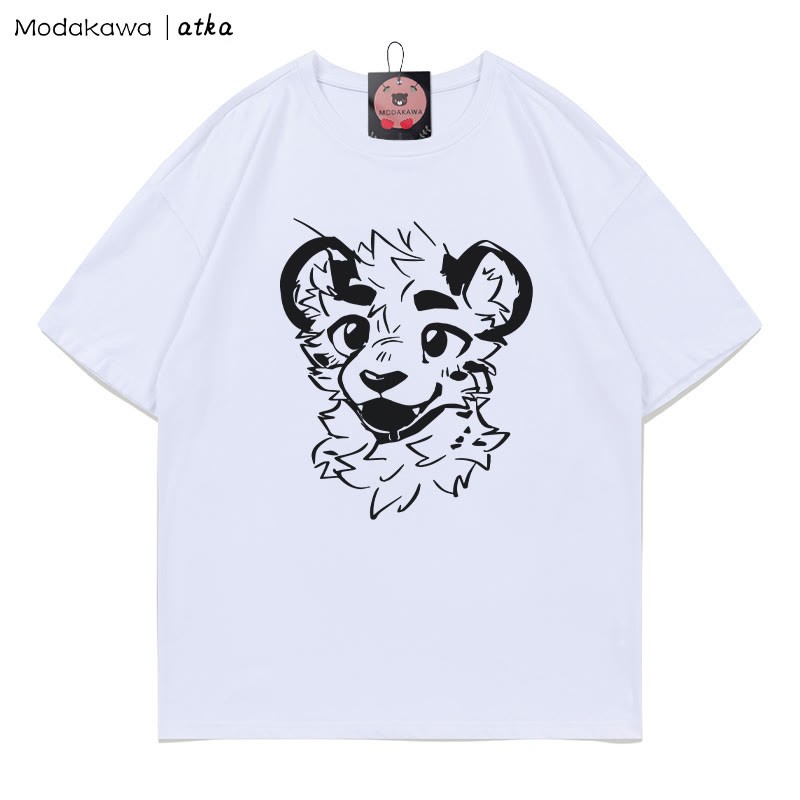 MODAKAWA X atka Cheeky Tiger Face Graphic T-shirt - White - 5XL - image 2